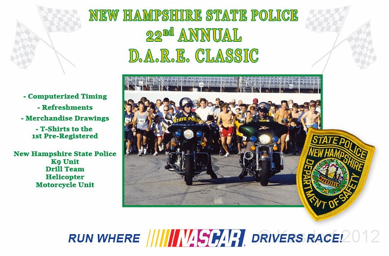 2012-08 DARE 5K 010.jpg - The NH State Police 22nd Annual D.A.R.E 5K. The course runs around the New Hampshire Motor Speedway NASCAR track in Loudon NH. August 8, 2012.